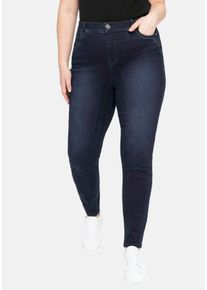 Große Größen Skinny Jeans mit Gummibund und Push-up-Effekt Gr. 40 blau von sheego für Damen