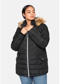 Große Größen Steppjacke mit abnehmbarer Kapuze Gr. 54 schwarz von sheego für Damen
