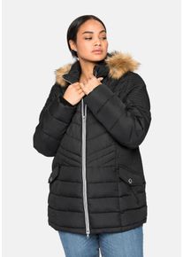 Große Größen Steppjacke mit abnehmbarer Kapuze Gr. 54 schwarz von sheego für Damen