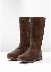 Große Größen Weitschaftstiefel aus Leder mit Fellimitat Gr. 40 braun von sheego für Damen
