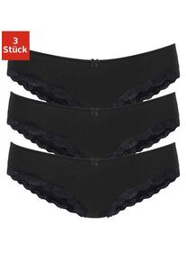 Lascana Slip schwarz Gr. 32/34 für Damen. Mit Spitze, Schleife. Körpernah. Nachhaltig.