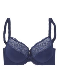 Lascana Große Größen Bügel-BH Gr. 100C blau geblümt für Damen