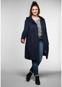 Große Größen Mantel in Sweat-Qualität, mit hoher Taille und Kapuze Gr. 44 blau von sheego für Damen