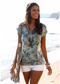 Lascana Longshirt 'mit breitem Bund' mehrfarbig Gr. 32/34 für Damen. Rundhals und Print. Bequem. Nachhaltig.