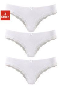 Lascana Brasilslip weiß Gr. 32/34 für Damen. Mit Spitze, Schleife. Körpernah. Nachhaltig.