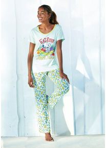 PEANUTS Pyjama (2 tlg) mit Snoopy-Print, grün