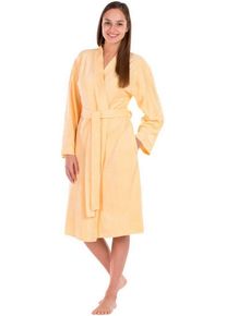 Framsohn frottier Damenbademantel Jersey, Kurzform, Jersey, Kimono-Kragen, Gürtel, besonders leicht, Reisebademantel, gelb