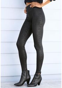Lascana Leggings schwarz Gr. 32/34 für Damen. Mit Allover-Druck. Eng