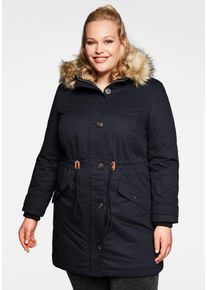 Große Größen Parka mit Kapuze und Teddyfutter Gr. 56 schwarz von sheego für Damen