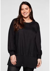 Große Größen Tunika im Double-Layer-Look mit Saum aus Chiffon Gr. 56 schwarz von sheego für Damen