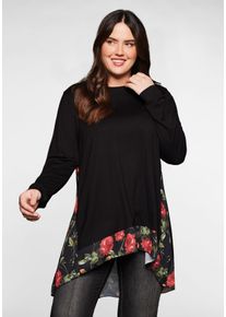 sheego by Joe Browns Große Größen Longshirt mit floral bedruckten Einsätzen Gr. 40/42 schwarz geblümt von sheego für Damen