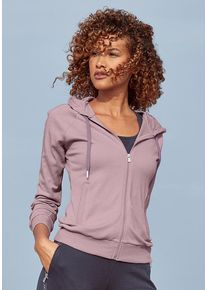 active by Lascana LASCANA ACTIVE Trainingsjacke pink Gr. S (36/38) für Damen. Mit Logoschriftzüge, Reißverschluss, Kordelzug. Bequem. Nachhaltig.