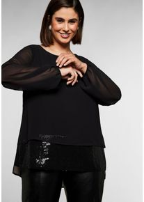 Große Größen Tunika 2-in-1 Optik, mit Pailletten am Saum, aus Chiffon Gr. 42 schwarz von sheego für Damen