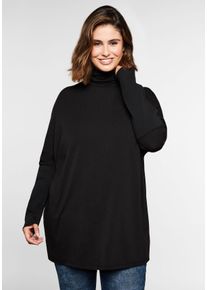 Große Größen Langarmshirt mit Rollkragen, im Oversized-Schnitt Gr. 40/42 schwarz von sheego für Damen