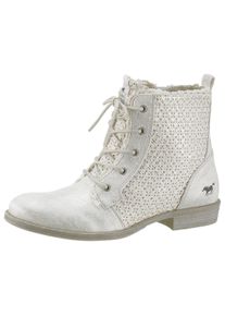 Große Größen Mustang Shoes Schnürboots Gr. 39 weiß/silberfarben für Damen
