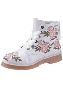 Bugatti Große Größen Schnürboots Gr. 36 weiß geblümt für Damen