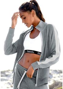 Große Größen Sweatjacke Gr. 40/42 grau gestreift für Damen