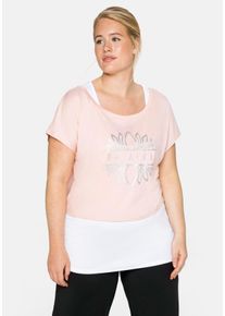 Große Größen Set aus Funktionsshirt und Funktionstop Gr. 58 rosa/weiß von sheego für Damen