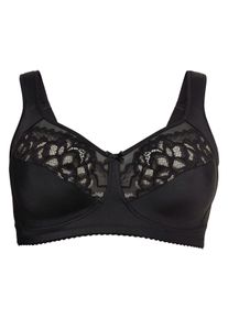 Große Größen Komfort-BH ohne Bügel, mit Spitze und Mesh-Details Gr. 100G schwarz von sheego für Damen
