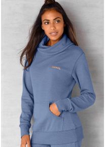 Große Größen Longsweatshirt Gr. 44/46 blau meliert für Damen