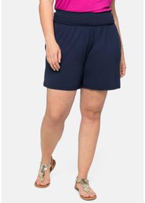 Große Größen Jerseyshorts mit Smokbund und zwei Taschen Gr. 48 blau von sheego für Damen