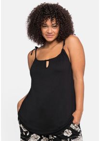 Große Größen Jerseytop mit Spaghettiträgern zum Binden Gr. 56 schwarz von sheego für Damen