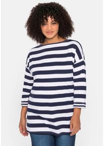 Große Größen 3/4-Arm-Shirt mit Ringeln und U-Boot-Ausschnitt Gr. 40/42 blau von sheego für Damen