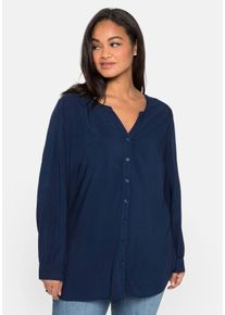 Große Größen Bluse aus weich fließender Viskose, mit Ziernähten Gr. 54 blau von sheego für Damen