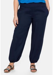 Große Größen Weite Hose mit Smokbund, aus Viskose Gr. 60 blau von sheego für Damen