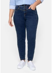 Große Größen Girlfriend-Jeans mit vorverlegter Seitennaht Gr. 58 blau von sheego für Damen