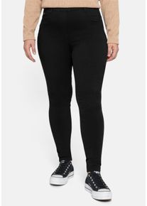 Große Größen Treggings mit Schlupfbund und Gürtelschlaufen Gr. 44 schwarz von sheego für Damen