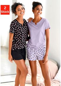 Vivance Dreams Große Größen Shorty Gr. 52/54 lila/schwarz für Damen