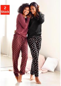 Vivance Dreams Große Größen Pyjama Gr. 48/50 rot/schwarz für Damen