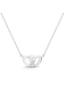 UNIQUE 585er Weißgold-Collier Herzen 2 Diamanten