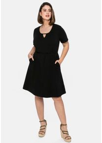 Große Größen Jerseykleid mit Cut-out am Ausschnitt Gr. 48 schwarz von sheego für Damen