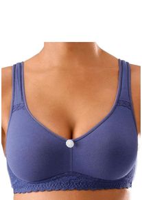 Petite Fleur Große Größen Doppelpack Entlastungs-BHs Gr. 105B blau/weiß für Damen