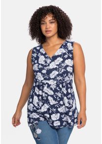 sheego by Joe Browns Große Größen Longtop mit Blumendruck und Spitze im Rücken Gr. 46 blau geblümt von sheego für Damen