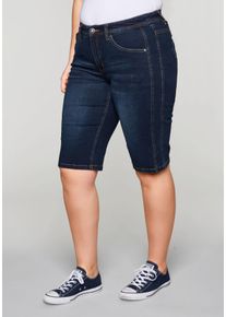 Große Größen Jeansbermudas mit vorverlegter Seitennaht Gr. 58 blau von sheego für Damen
