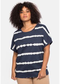 Große Größen Shirt im Batik-Look, überschnittene Schultern Gr. 40/42 blau von sheego für Damen