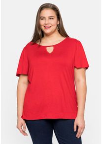 Große Größen Shirt mit Cut-out am Ausschnitt und Flügelärmeln Gr. 40/42 rot von sheego für Damen
