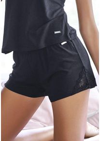 Lascana Shorts schwarz Gr. 32/34 für Damen. Mit Spitze. Basic. Nachhaltig.