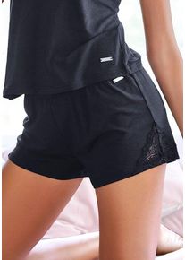 Lascana Shorts schwarz Gr. 32/34 für Damen. Mit Spitze. Basic. Nachhaltig.
