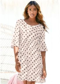 Vivance Dreams Nachthemd pink Gr. 32/34 für Damen. Rundhals und Print, Allover-Druck. Bequem