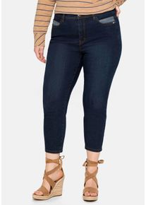 Große Größen Skinny Jeans in 7/8-Länge, mit Stickerei vorn Gr. 44 blau von sheego für Damen