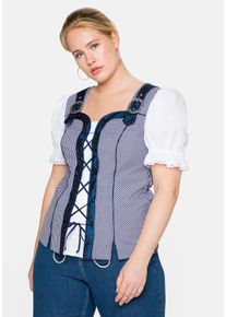 Große Größen Trachtenbluse im Corsagen-Look Gr. 48 blau/weiß von sheego für Damen