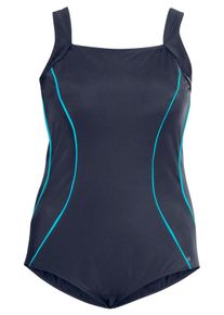 Große Größen Badeanzug mit Kontrastpaspeln und Shaping-Effekt Gr. 56C blau von sheego für Damen