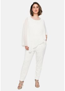 Große Größen Overall im Lagenlook, mit Fledermausärmeln Gr. 50 weiß von sheego für Damen