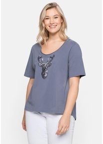 Große Größen Shirt im Trachtenlook, mit Pailletten Gr. 40/42 grau von sheego für Damen