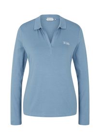 Tom Tailor Damen Langarm Poloshirt mit Bio-Baumwolle, blau, Gr. XS