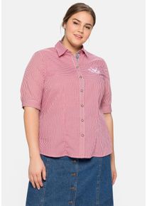 Große Größen Karierte Trachtenbluse mit Stickereien Gr. 44 rot/weiß von sheego für Damen